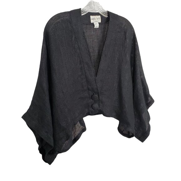 Monika Turtle Studio Sz XL Jacket Top Cropped 100% Linen Lagenlook Kimono Sleeve